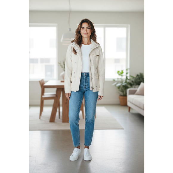 Lauren Ralph Lauren Jacket Womens Small White Utility Field Anorak Hooded LRL - Picture 1 of 12